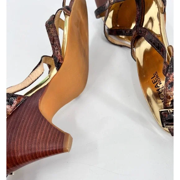 MICHAEL MICHAEL KORS Genuine Snake Skin Strappy Heels Women's Size 10M - Picture 4 of 5